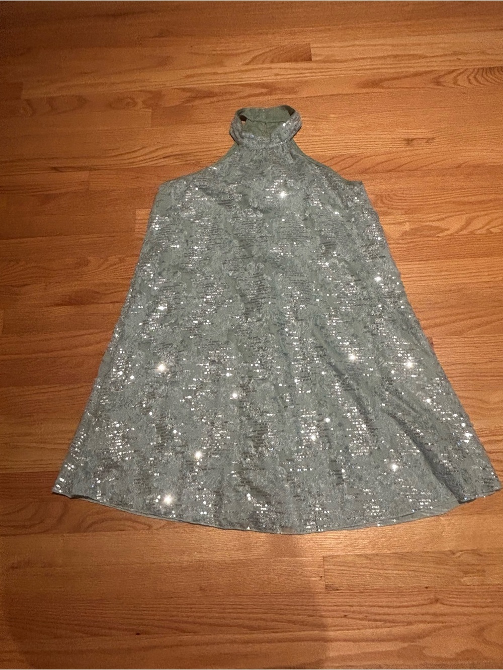 SHEIN Silver Sequin Mint Midi Dress. NWOT